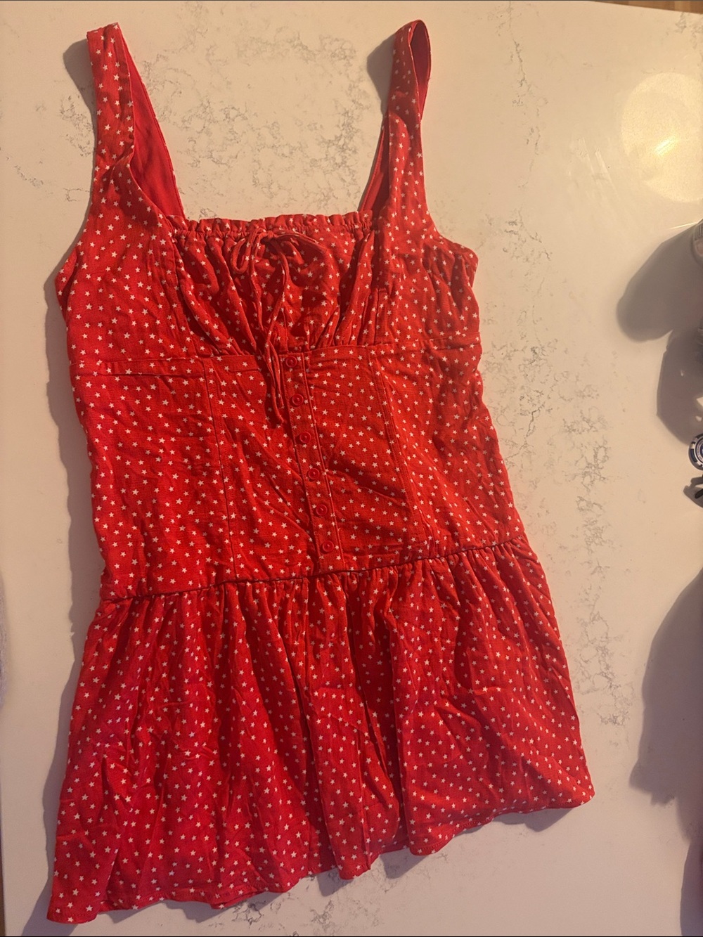 wild fable Red Mini Dress with White Star Print